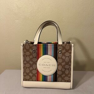 Coach - Dempsey Tote 22 in Signature Jacquard with Multicolor Stripe Monogram